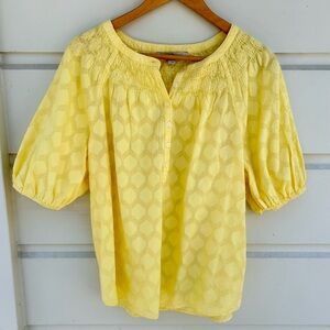 LOFT Smocked Button Top